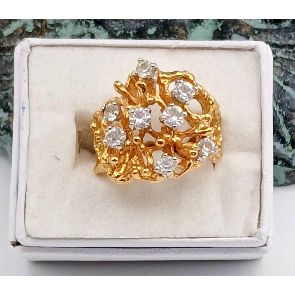 18K HGE Gold Electroplated Rhinestone RING